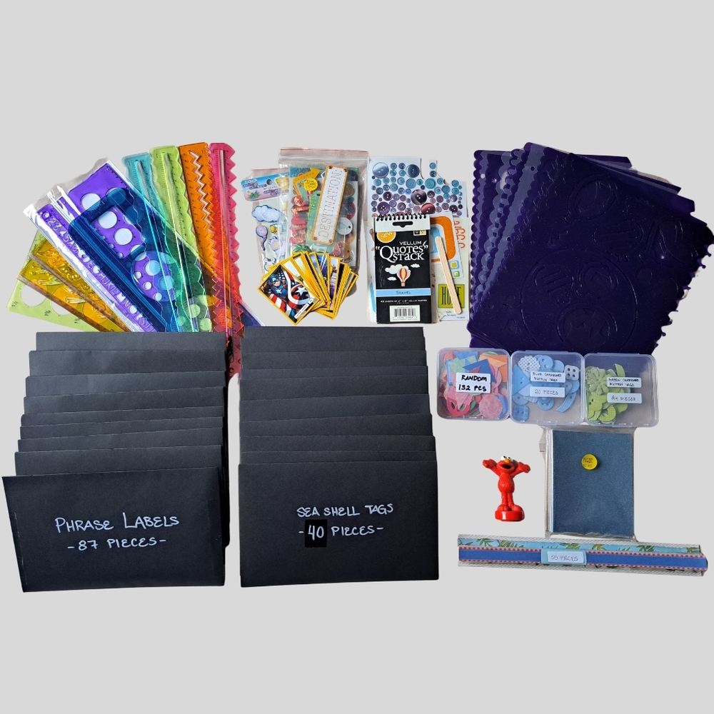 🛍 1,400+ Piece Scrapbooking Mega Lot | Tags Stickers Stencils